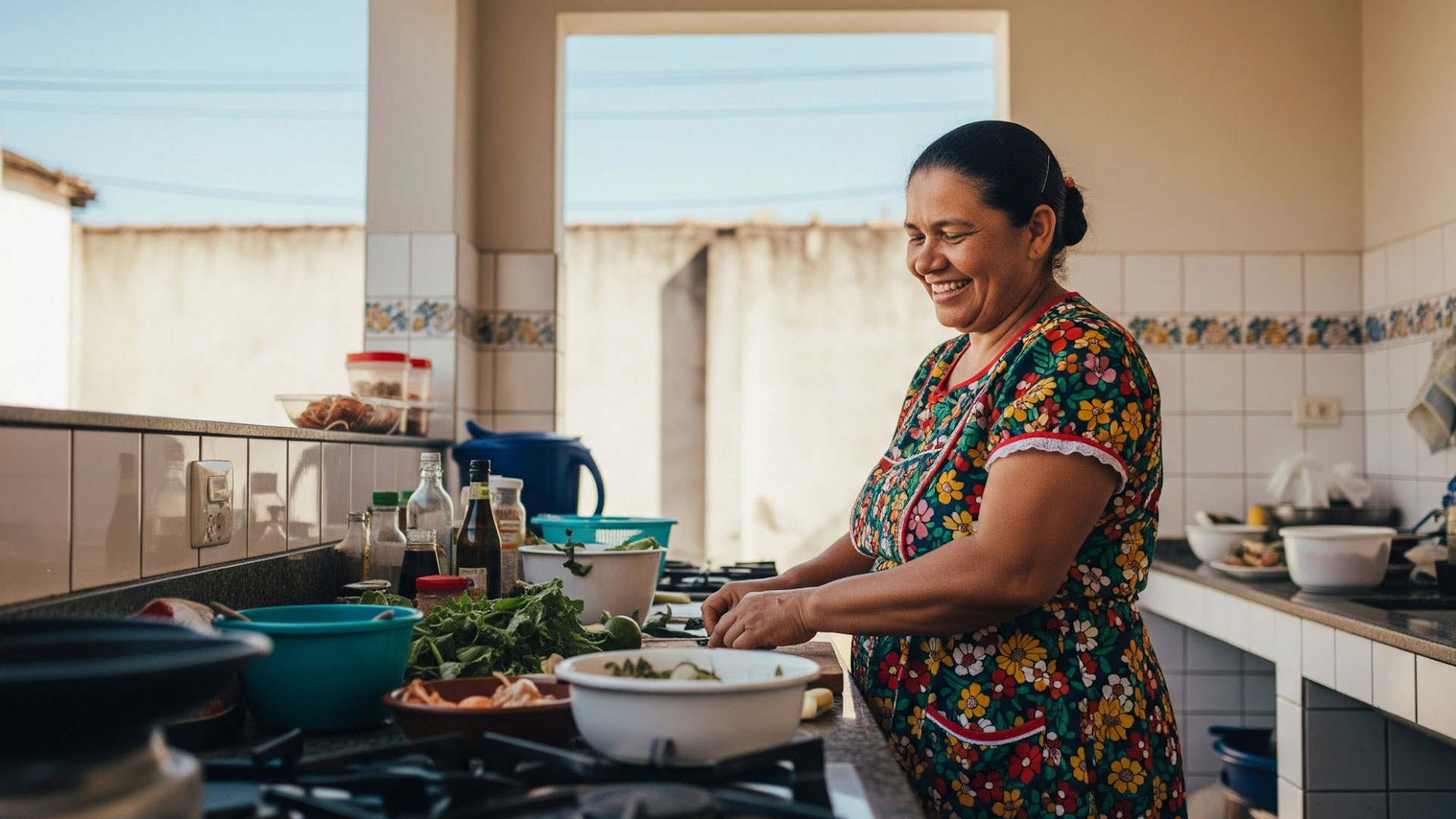 imagem mulher na cozinha
